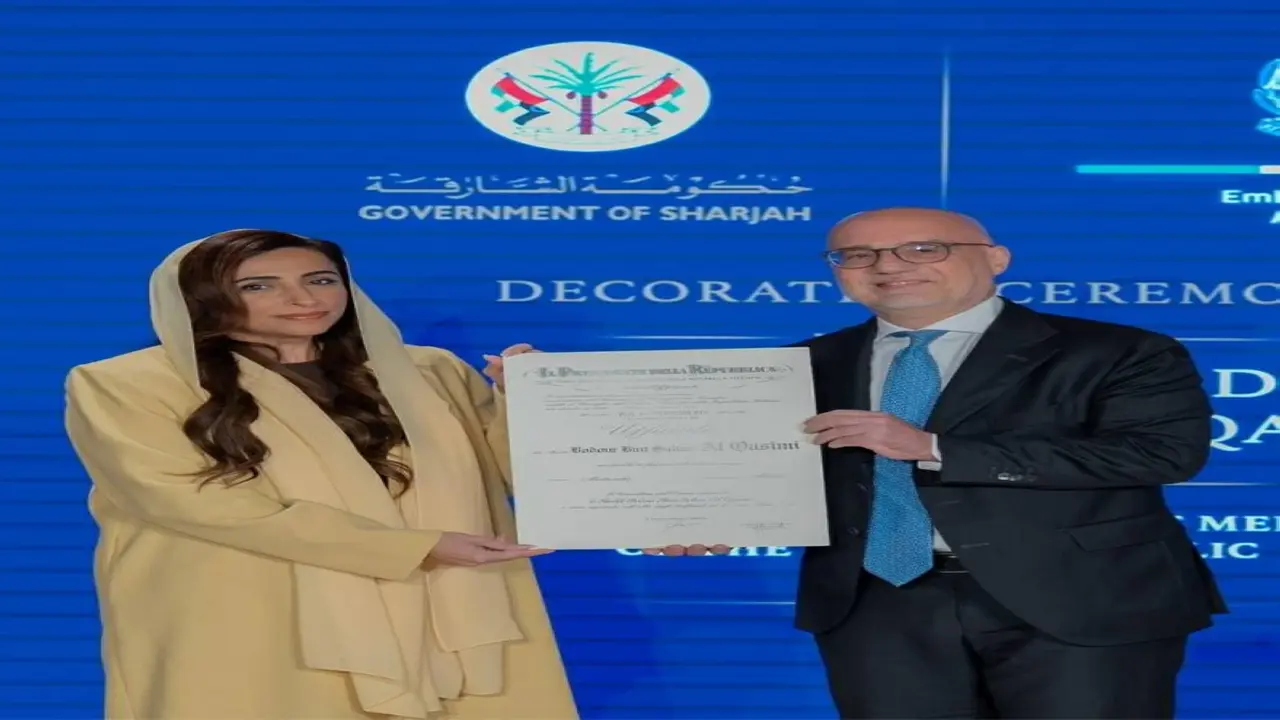 الرئيس الإيطالي يمنح بدور القاسمي وسام الاستحقاق برتبة «ضابط»